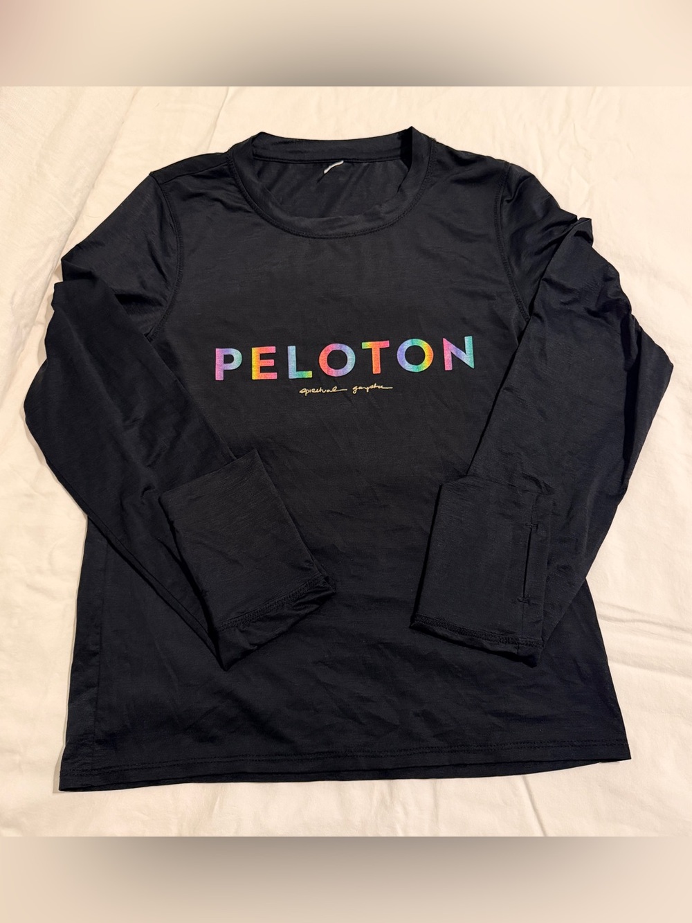 Peloton x Spiritual Gangster Rainbow Logo Long Sleeve Top Black Size S